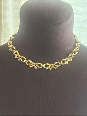 Trifari Gold Plated Bow Choker-1950s